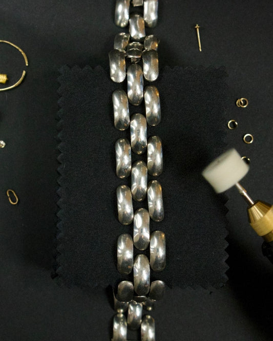 Vintage Sterling Silver Panther Link Chain Bracelet