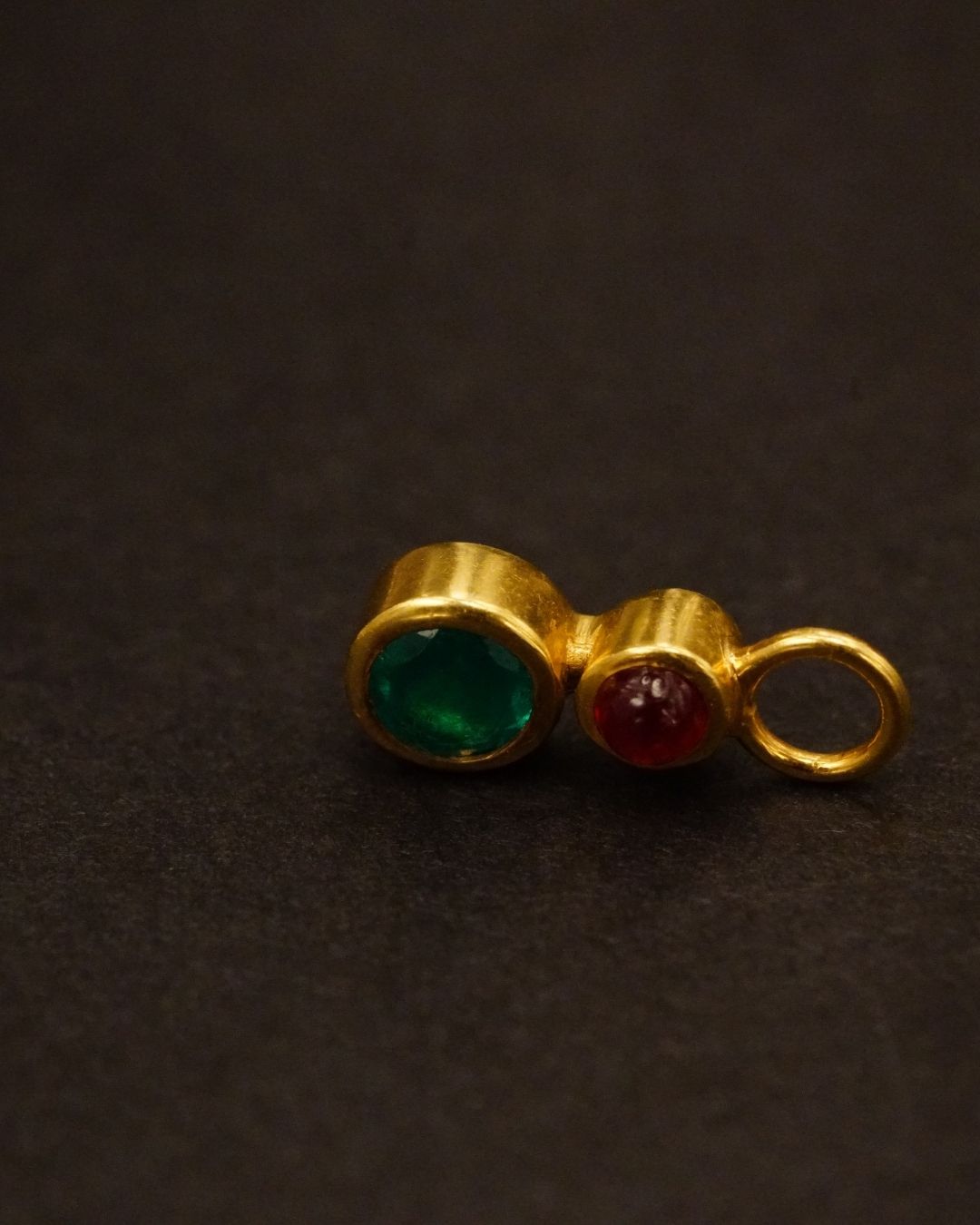 Vintage Gold Ruby Emerald Pendant