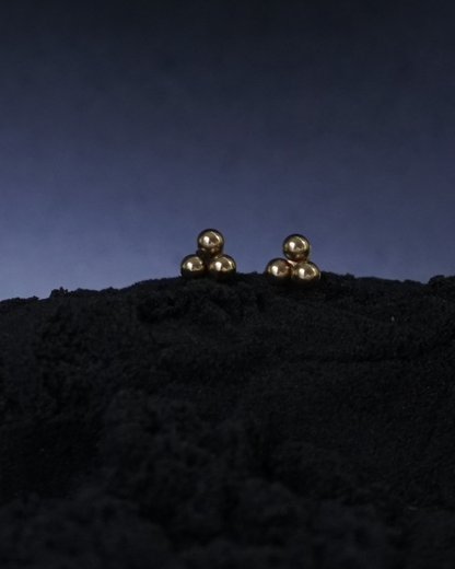 Vintage 14K Gold Tri-Ball Stud Earrings