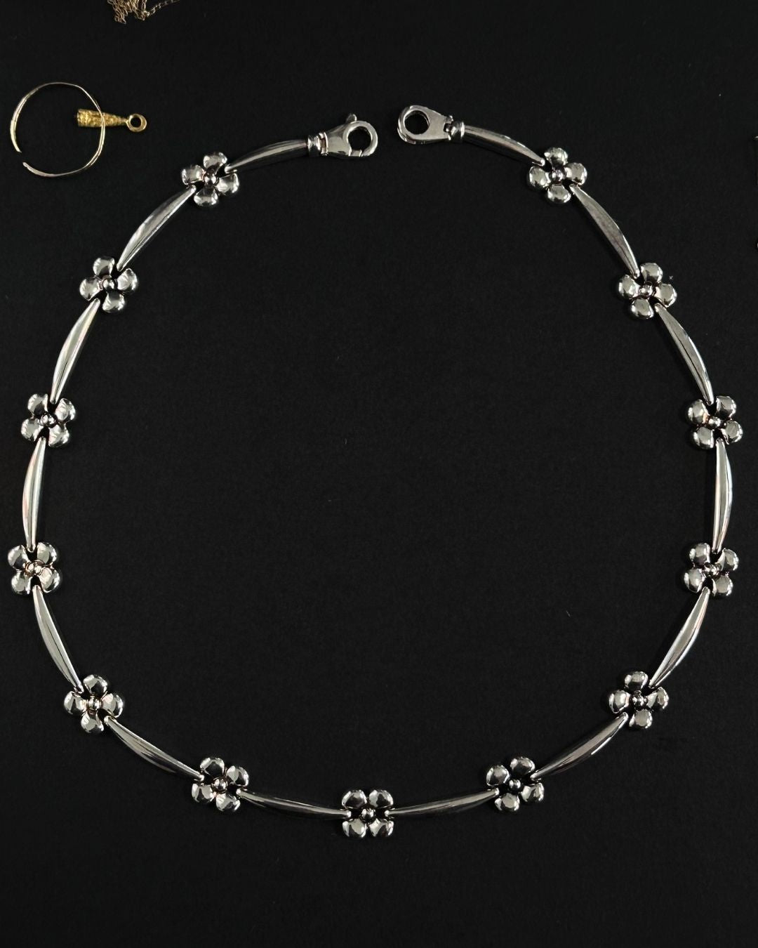 Vintage Sterling Silver Flower Chain Necklace
