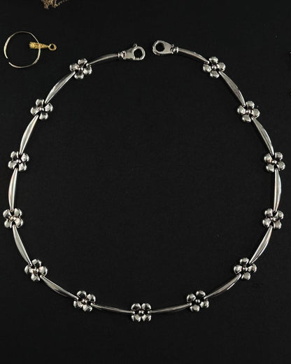 Vintage Sterling Silver Flower Chain Necklace
