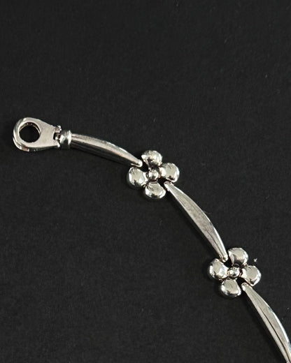 Vintage Sterling Silver Flower Chain Necklace