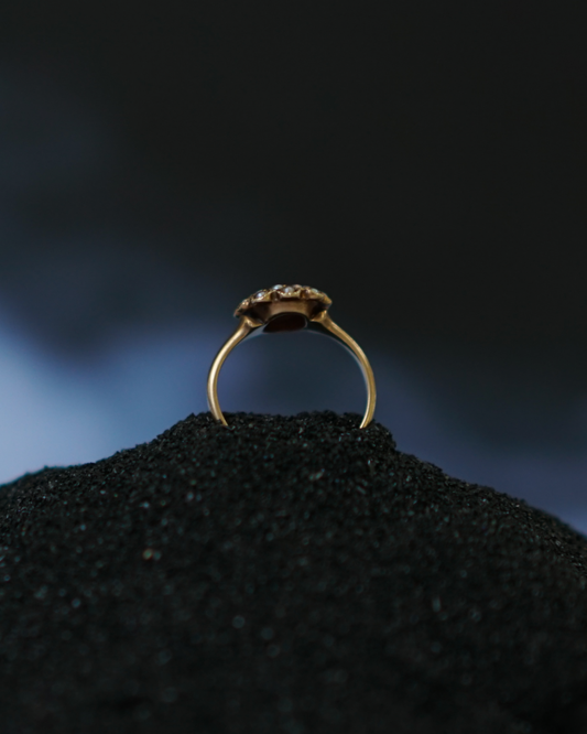 Antique Victorian Revival 10K Gold Ruby Pearl Ring