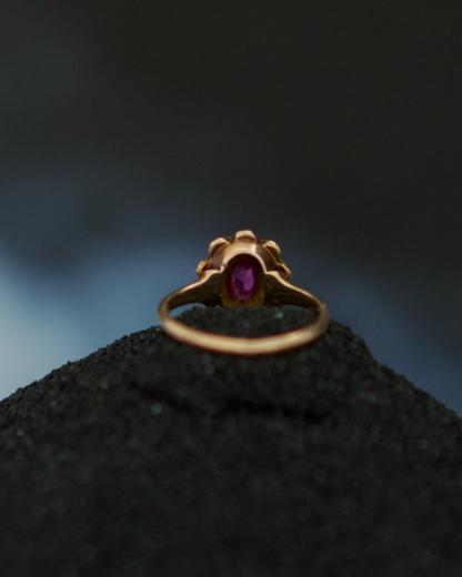 Antique Victorian Revival 10K Gold Ruby Pearl Ring