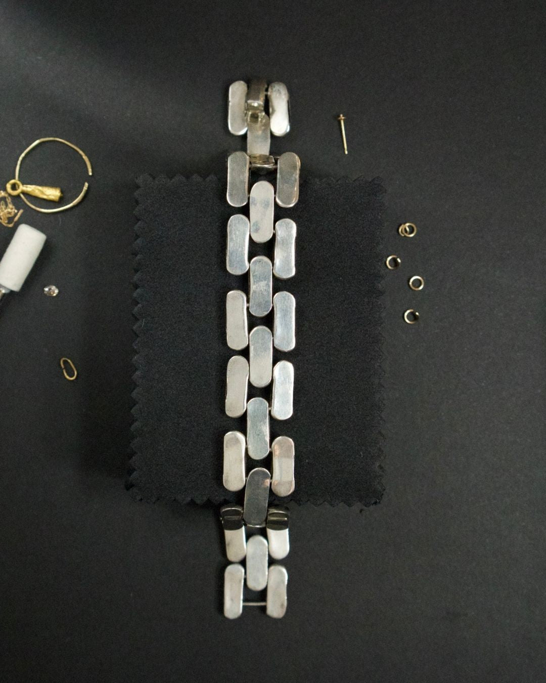Vintage Sterling Silver Panther Link Chain Bracelet