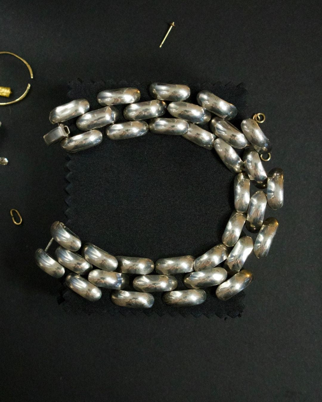 Vintage Sterling Silver Panther Link Chain Bracelet