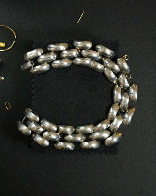 Vintage Sterling Silver Panther Link Chain Bracelet