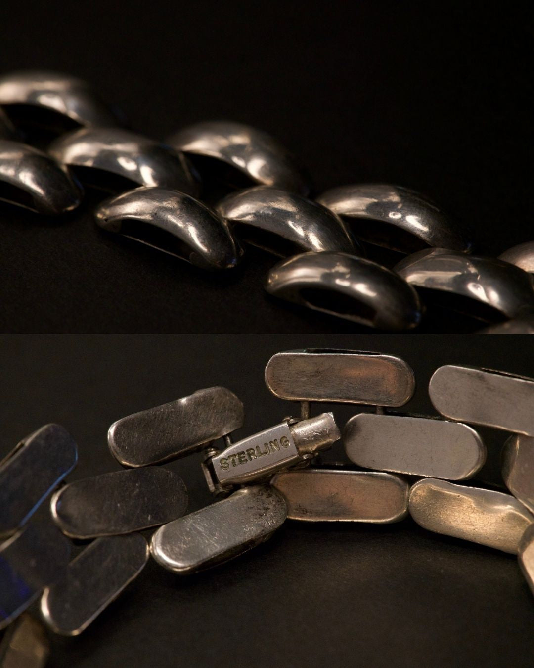 Vintage Sterling Silver Panther Link Chain Bracelet