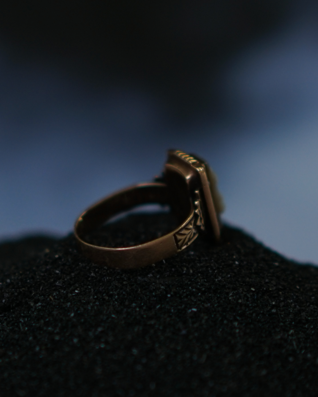 Antique 10K Gold Agate Carnelian Seed Pearl Cameo Ring