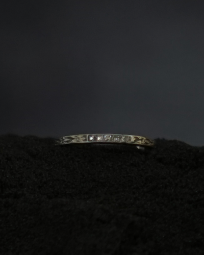 Antique Platinum Hand-Engraved Diamond Band