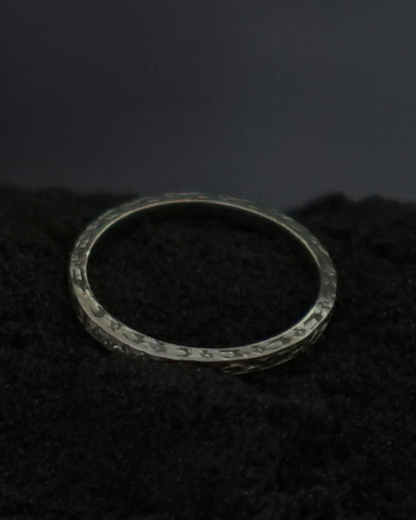 Antique Platinum Hand-Engraved Diamond Band
