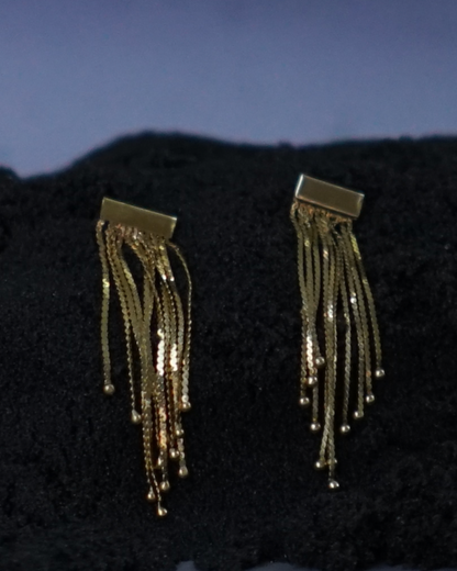 Vintage 14K Gold Chain Curtain Earrings