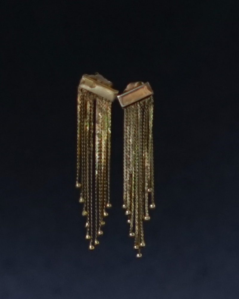 Vintage 14K Gold Chain Curtain Earrings