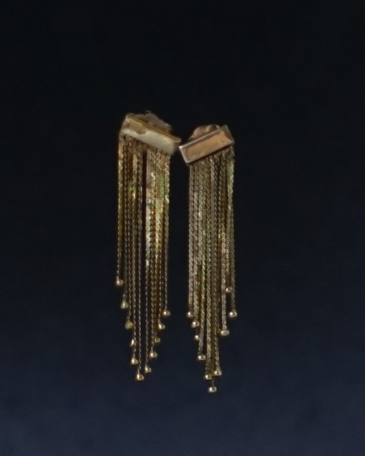 Vintage 14K Gold Chain Curtain Earrings