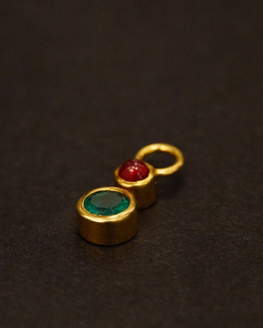 Vintage Gold Ruby Emerald Pendant