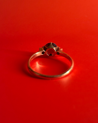 Antique 14k Gold Garnet and Seed Pearl Ring
