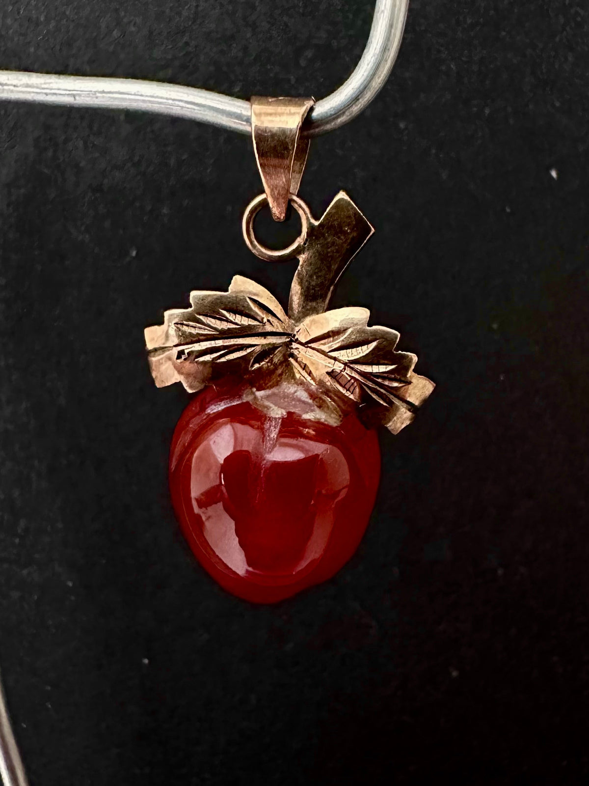 Red Jade Apple Pendant
